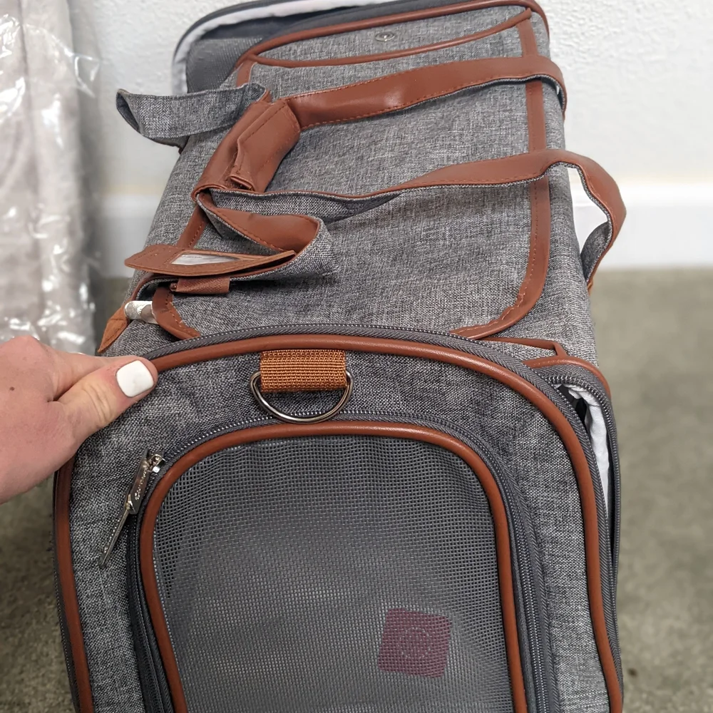 Gray and Brown Pet Carrier for Travel